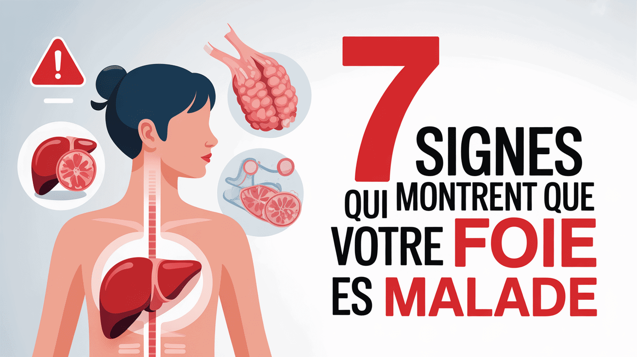 Silhouette humaine avec foie en rouge et signes cliniques d'alerte