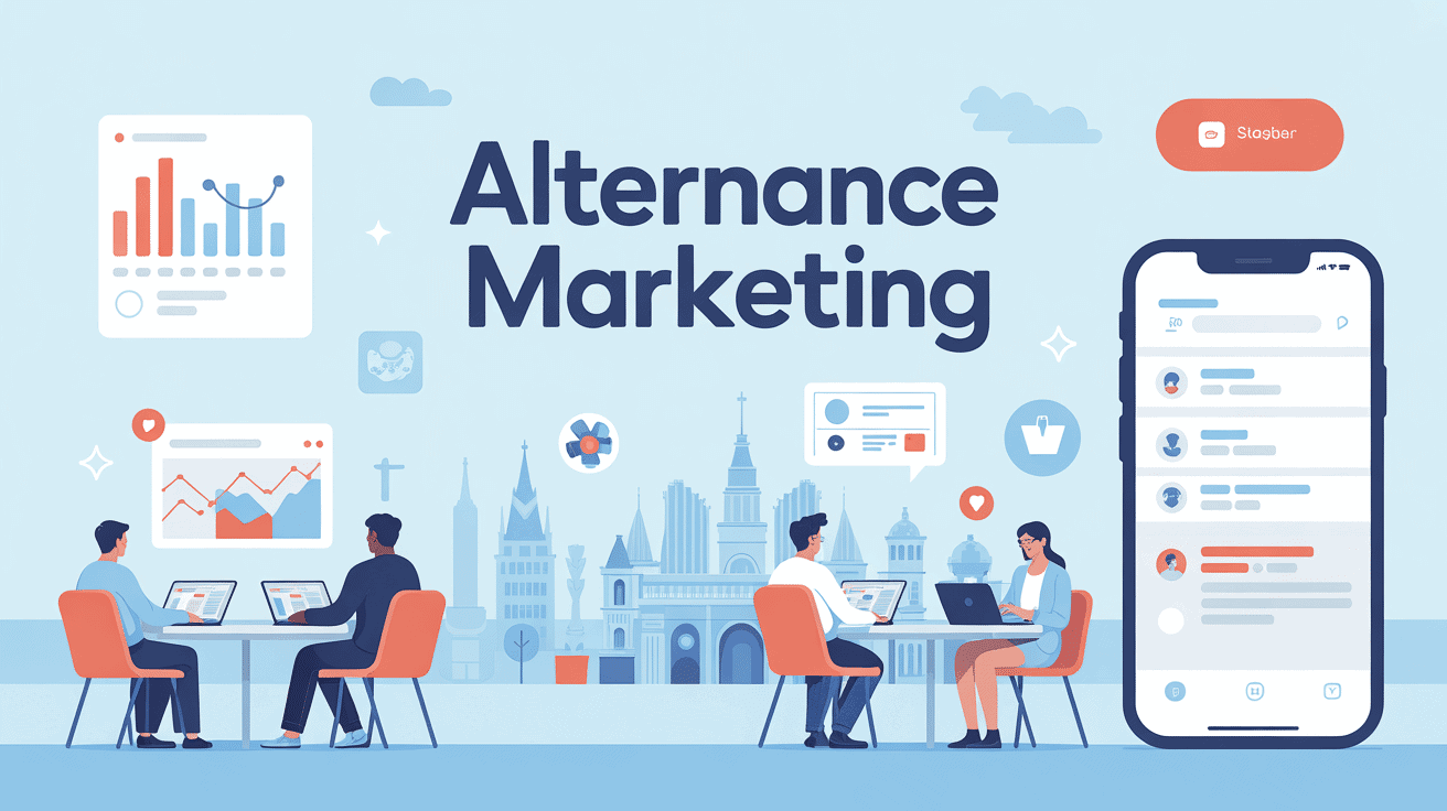 Scene moderne alternance marketing bordeaux nexa avec etudiants et graphiques