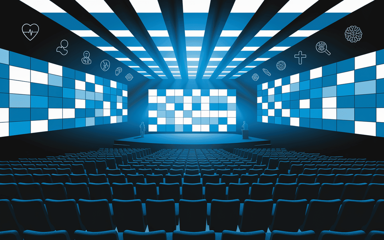 Auditorium moderne avec graphiques médicaux