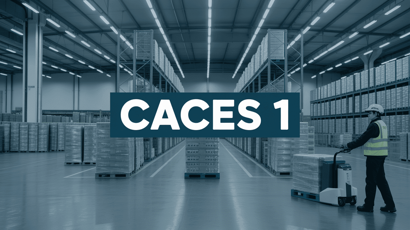 entrepôt avec transpalettes et gerbeurs