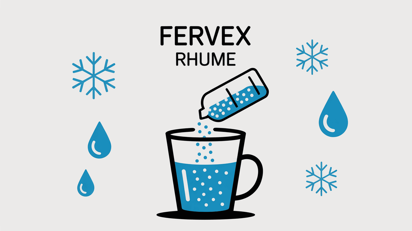 Poudre Fervex rhume dans eau chaude