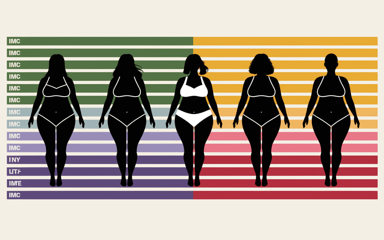 Graphique des zones IMC avec silhouettes féminines