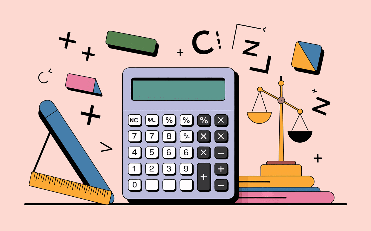 Calculatrice moderne et outils de mesure mathématiques