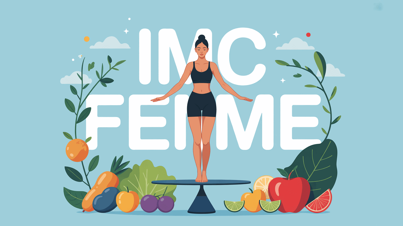 Femme élégante sur balance et symboles de santé