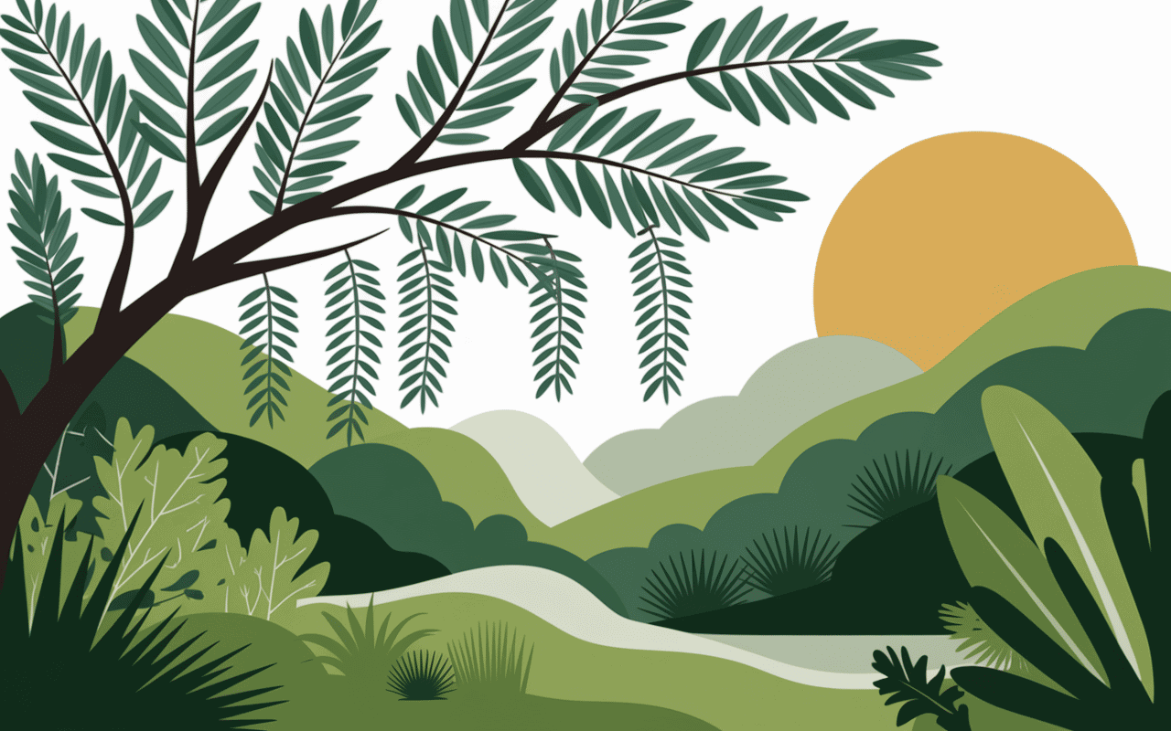 Arbre moringa avec gousses et feuilles