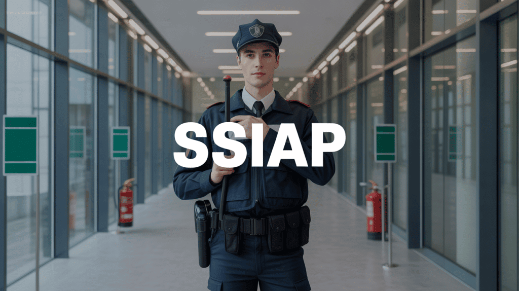 Agent SSIAP avec talkie-walkie