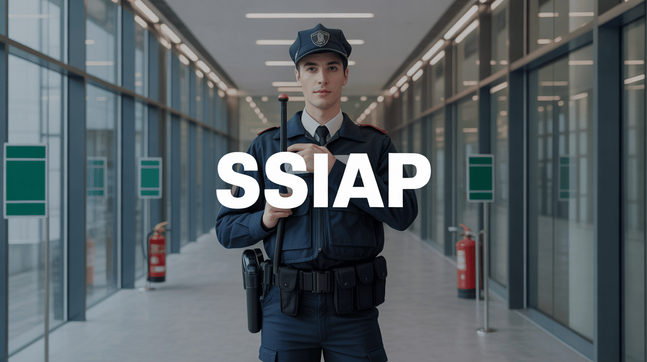 Agent SSIAP avec talkie-walkie