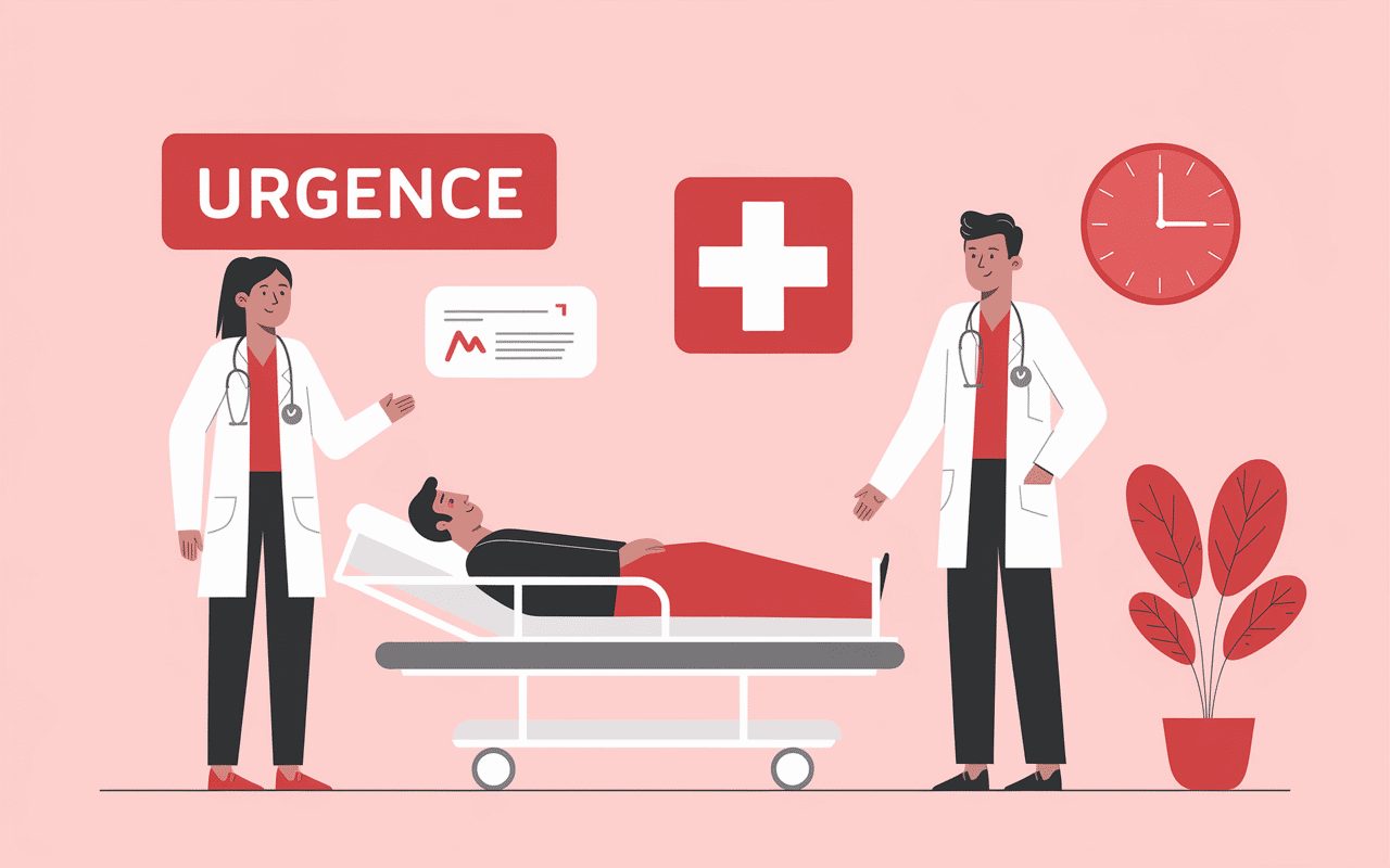 Personnel médical accueillant un patient en urgence