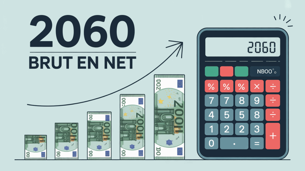 Illustration de conversion brut en net avec billets euros