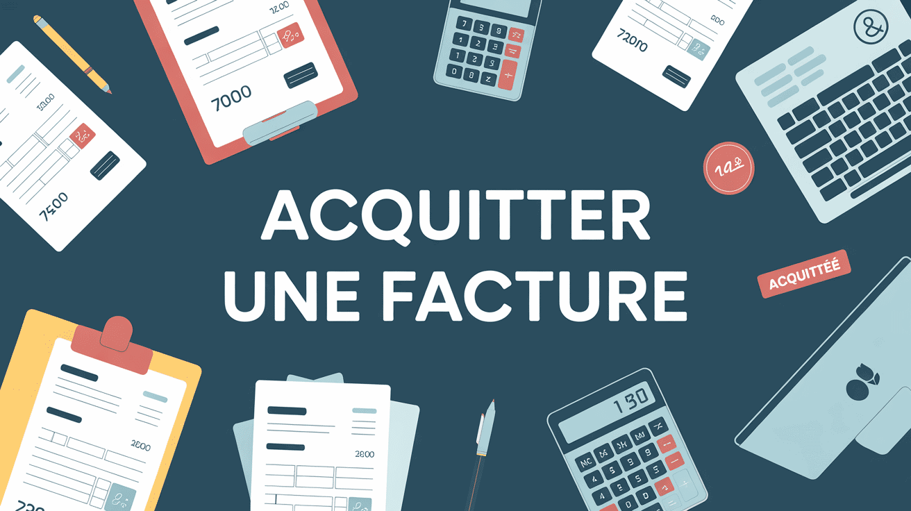 Acquitter une facture avec documents et ordinateur