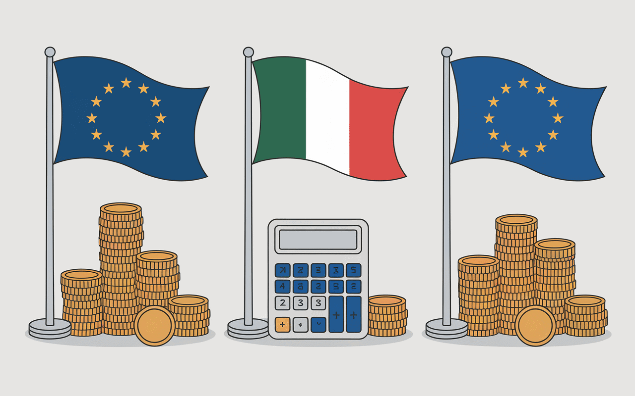 Infographie drapeaux européens et pièces