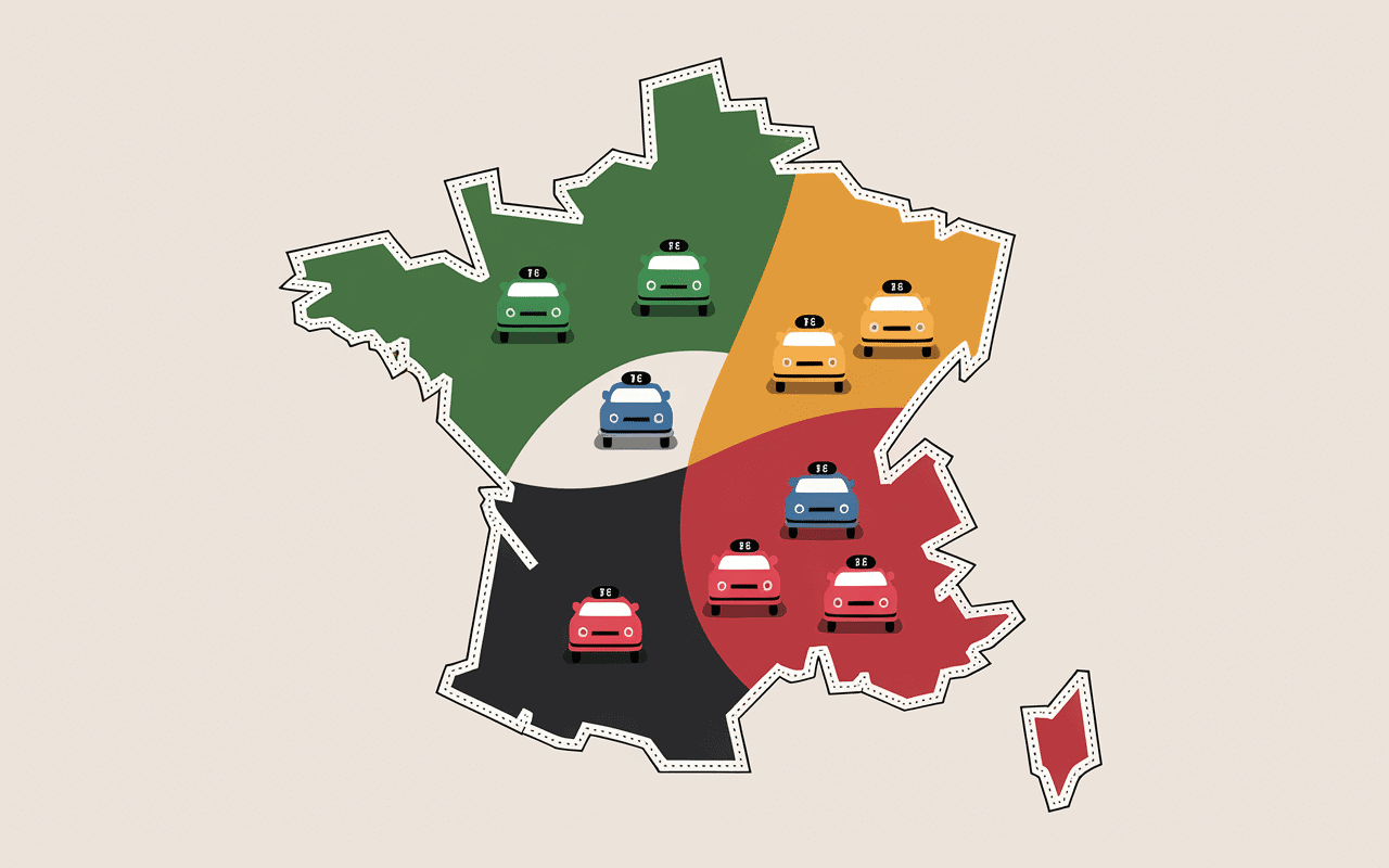 Carte des prix licence taxi par région en France