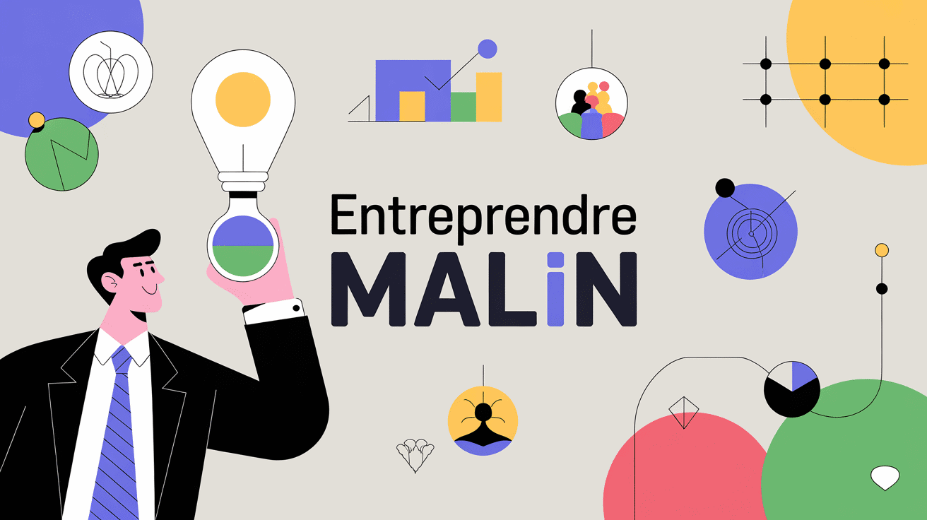 Entrepreneur moderne avec icônes de stratégie
