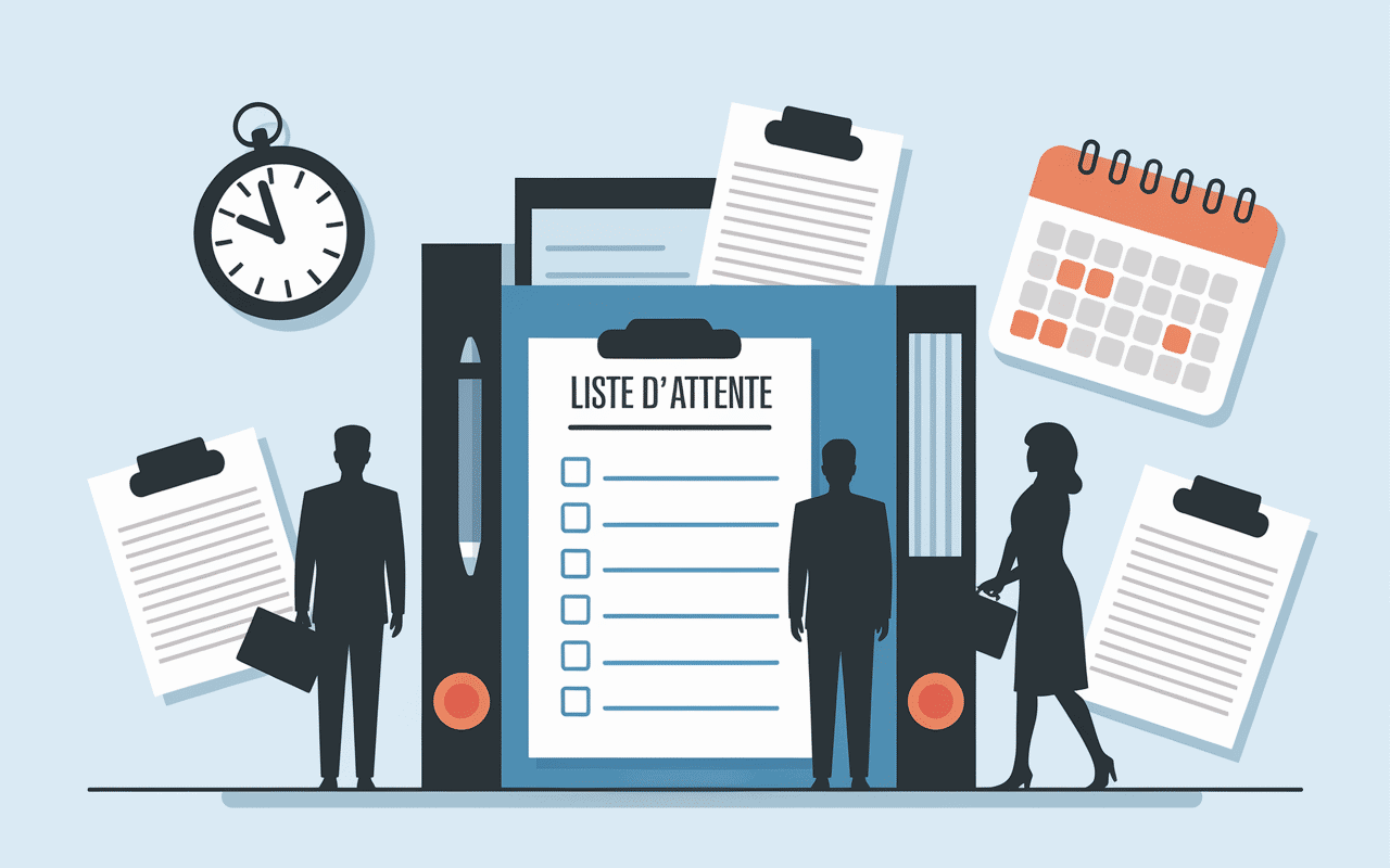 Illustration file d'attente pour licence taxi