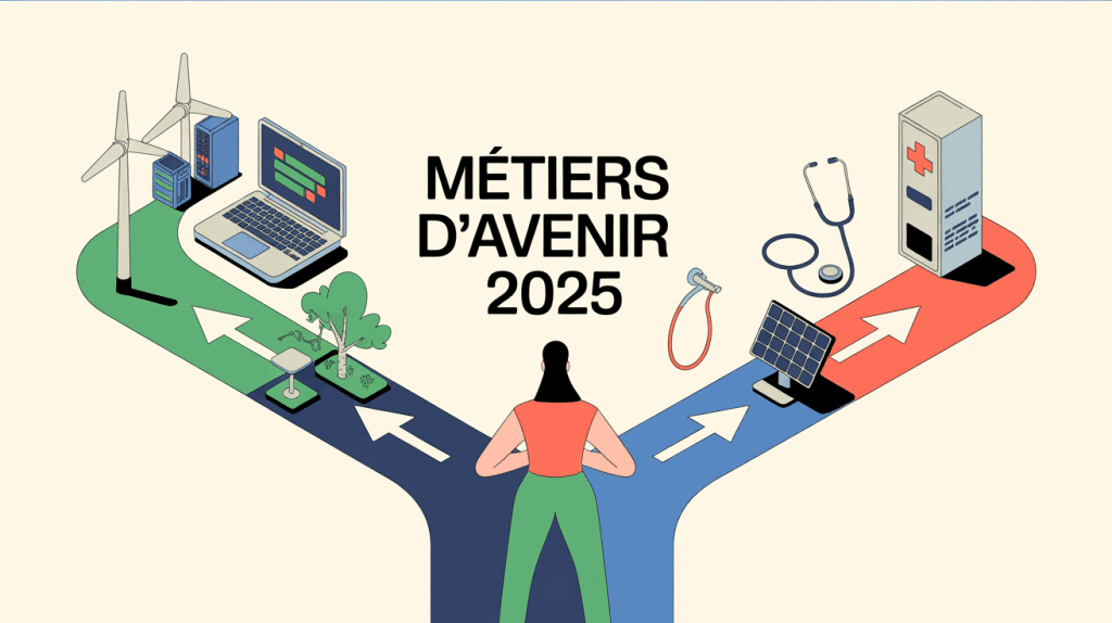 Personne devant un carrefour des métiers d'avenir