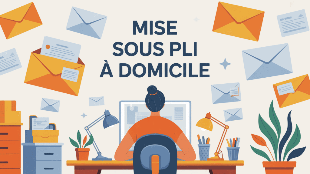 Personne au bureau mise sous pli à domicile