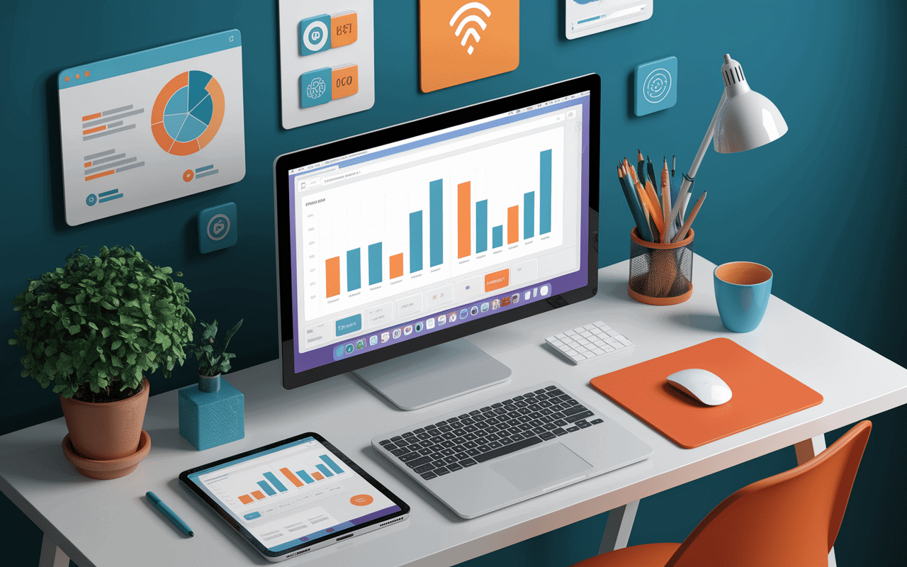 Bureau tech avec outils numériques