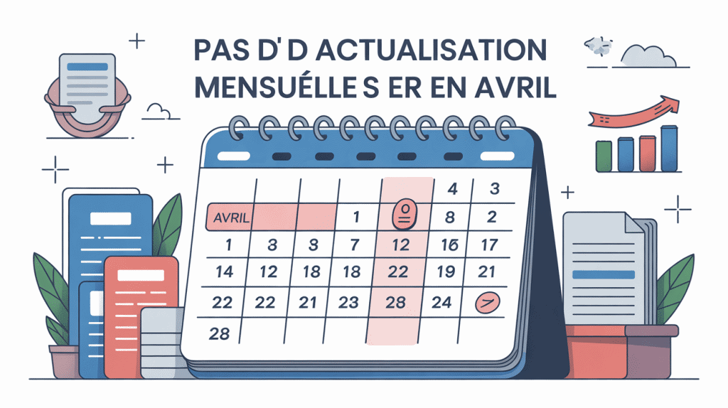 Calendrier surligné avril avec icônes administration