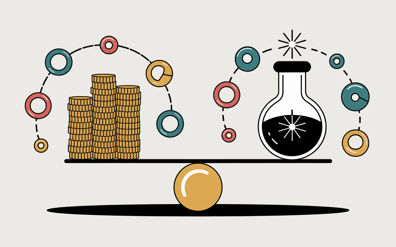 Balance pièces d'or et ampoule brill