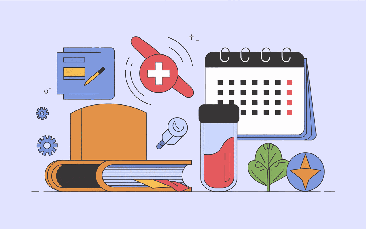 Icônes formation et arrêt maladie avec calendrier avril