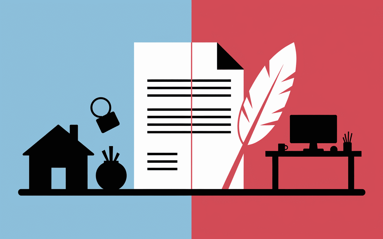 Document renonciation patrimoine sur bureau