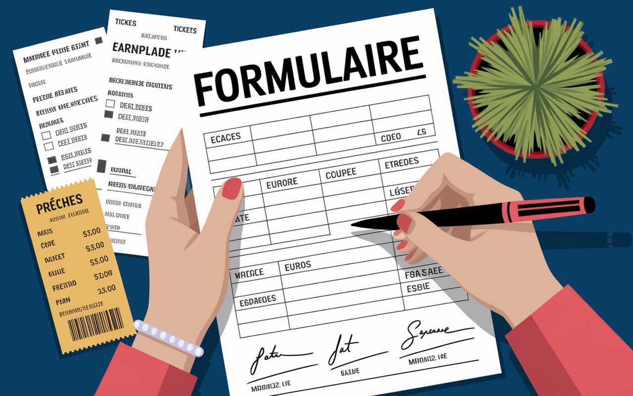 main remplissant modele note de frais papier