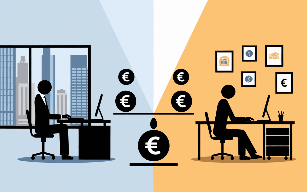 Comparaison salaires salarié et freelance.