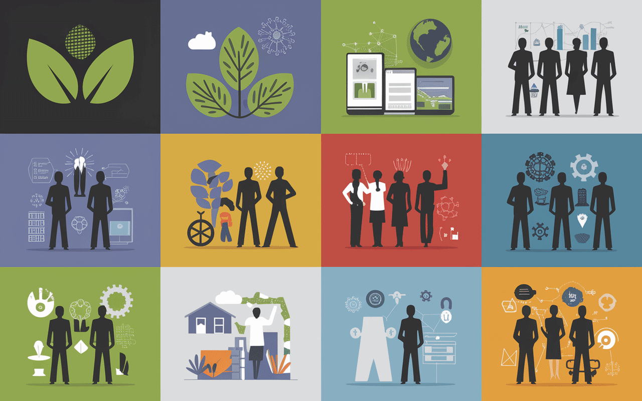 Collage secteurs professionnels et reconversion