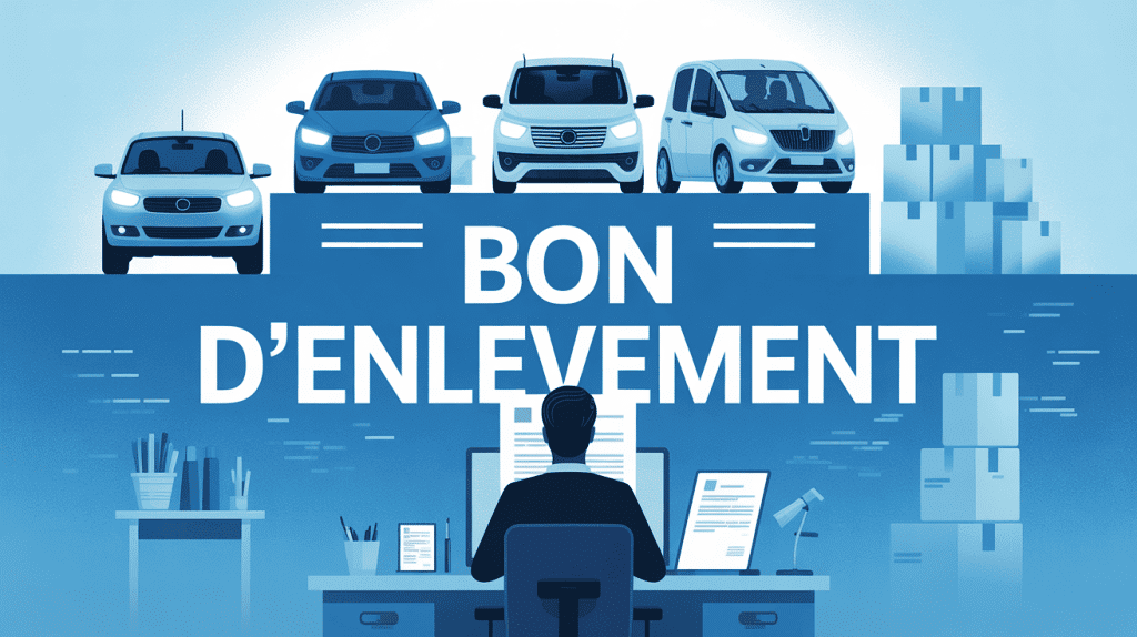 bon d'enlèvement signature sur bureau avec véhicules