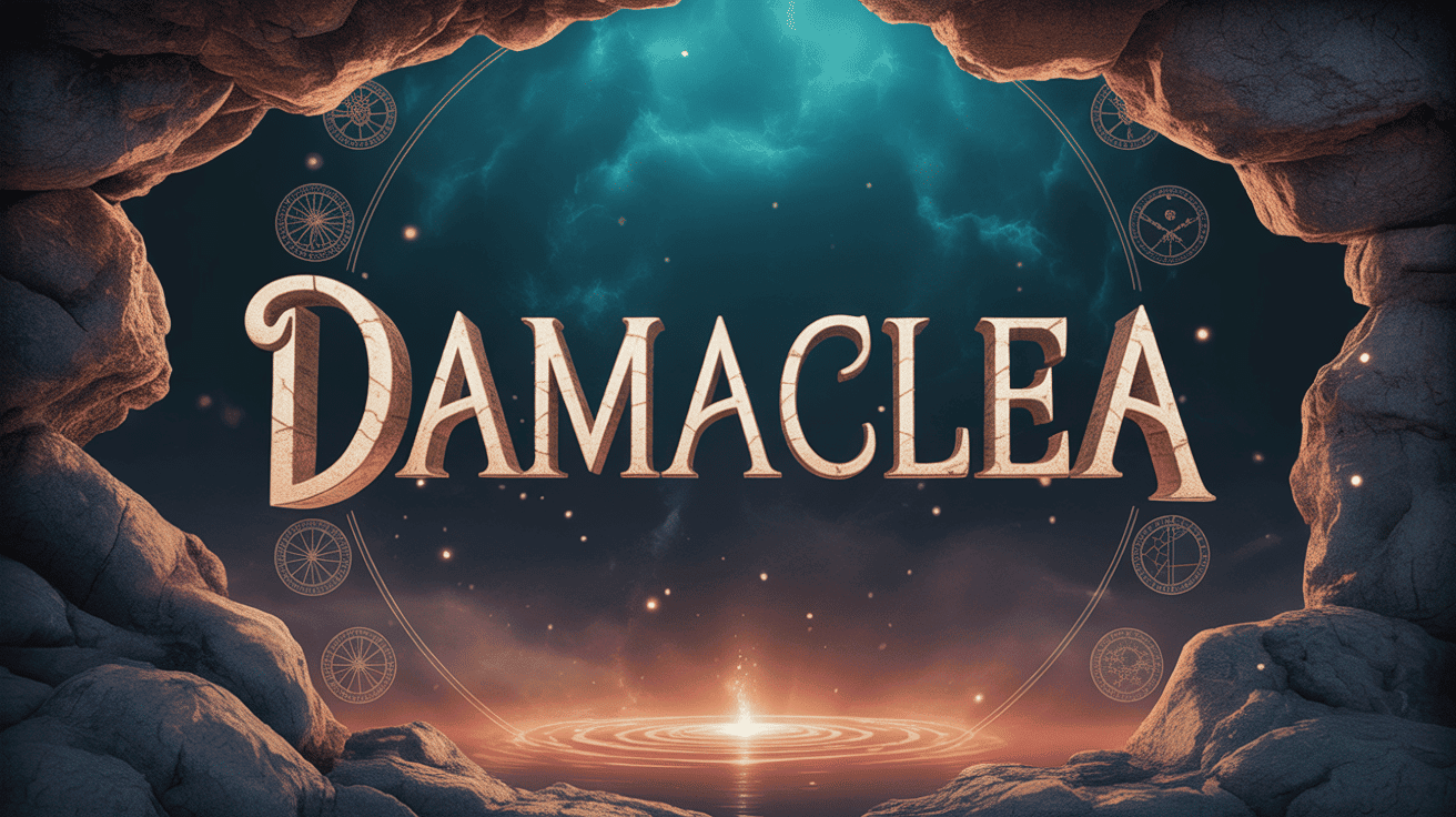 illustration mystique damaclea dorée parchemins symboles