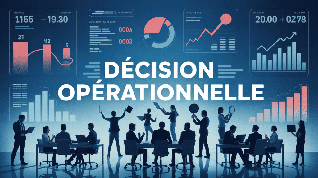 Scène décision opérationnel en bureau moderne