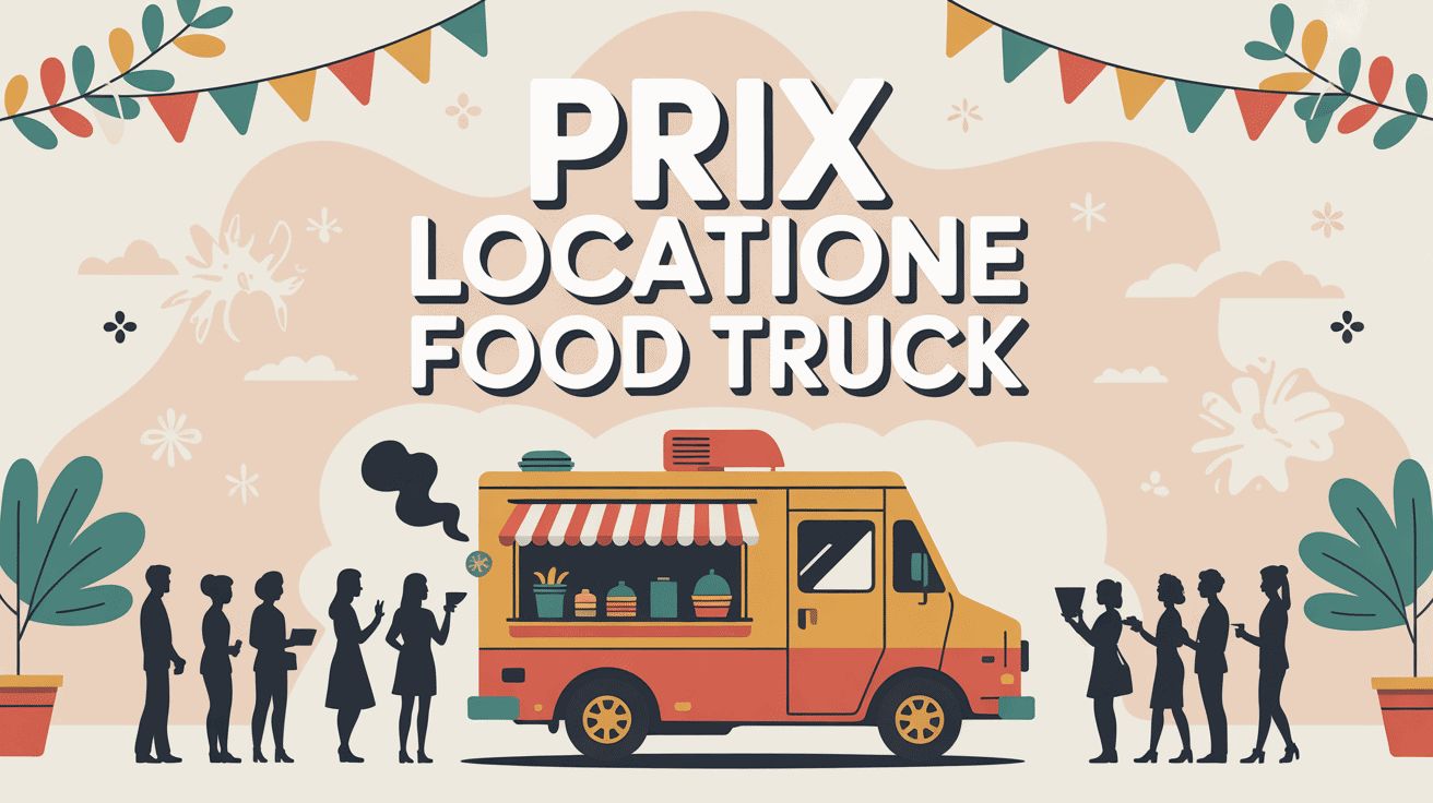 Camion food truck coloré guirlandes silhouettes en fête