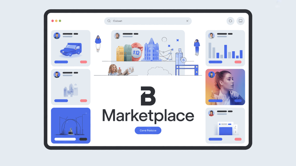 illustration b marketplace numérique écran ordinateur
