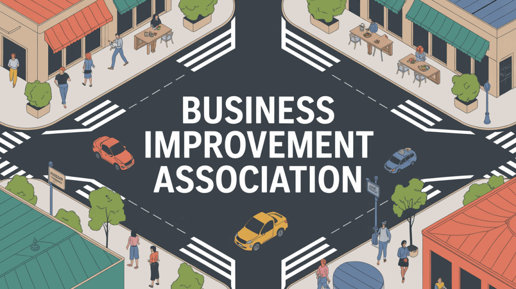 business improvement association vue quartier commercial animé
