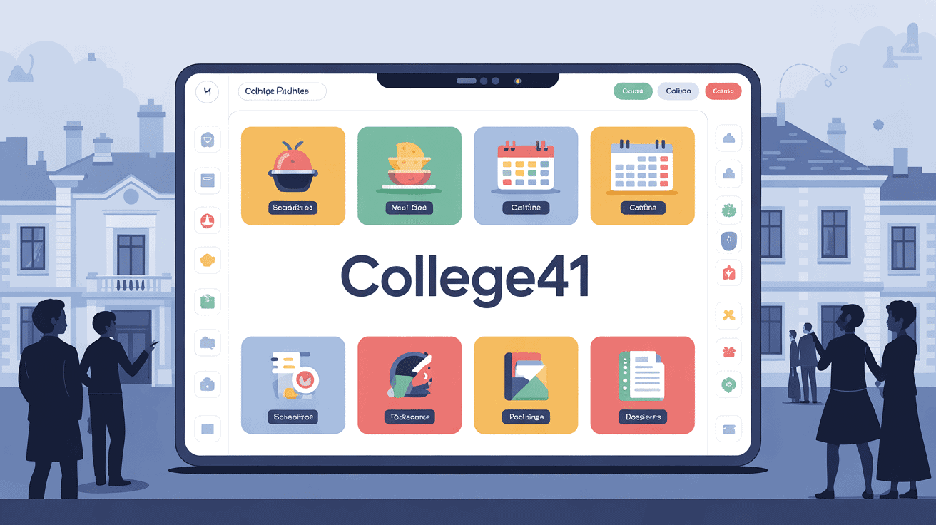 Interface moderne college41 sur écran avec menu scolaire
