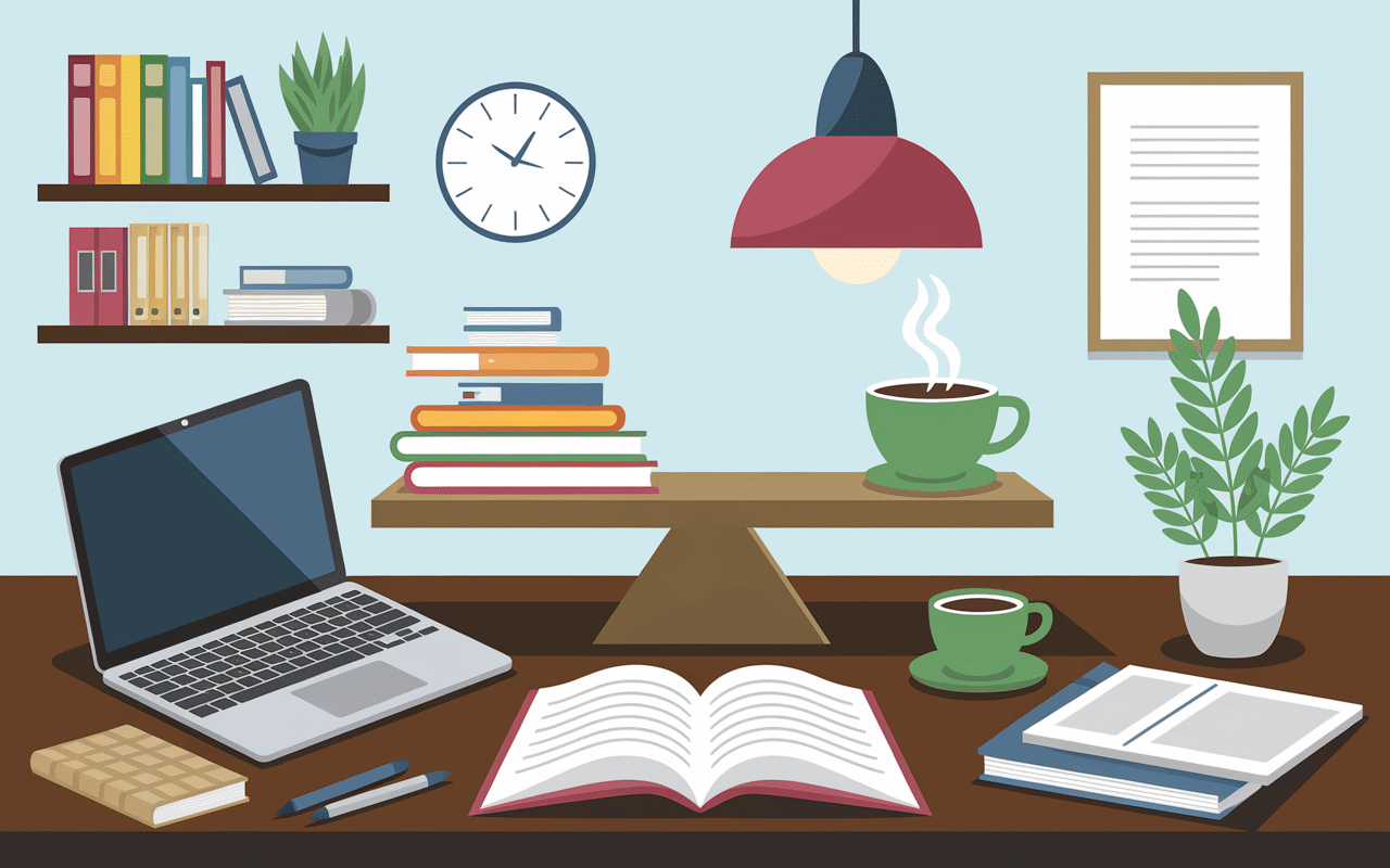 Bureau organisé balance bien-être major de promo étude