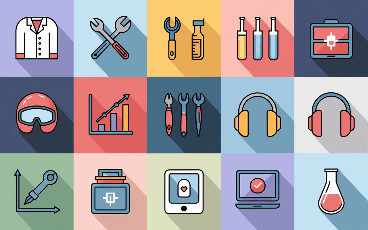 mosaïque metier en q icones