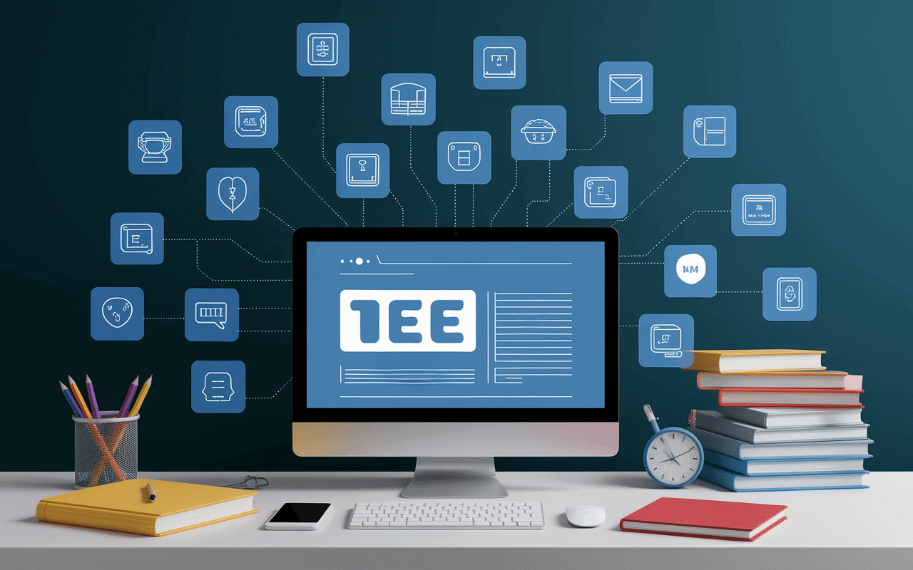 Bureau neoprof avec outils et icônes apps