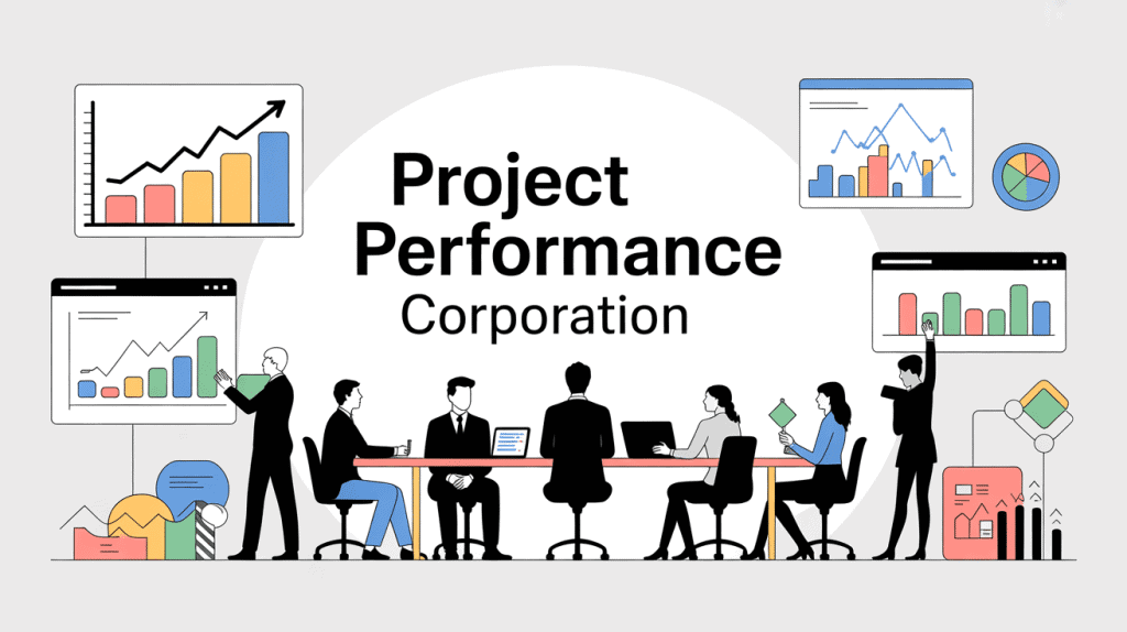 Illustration project performance corporation bureau graphique succès