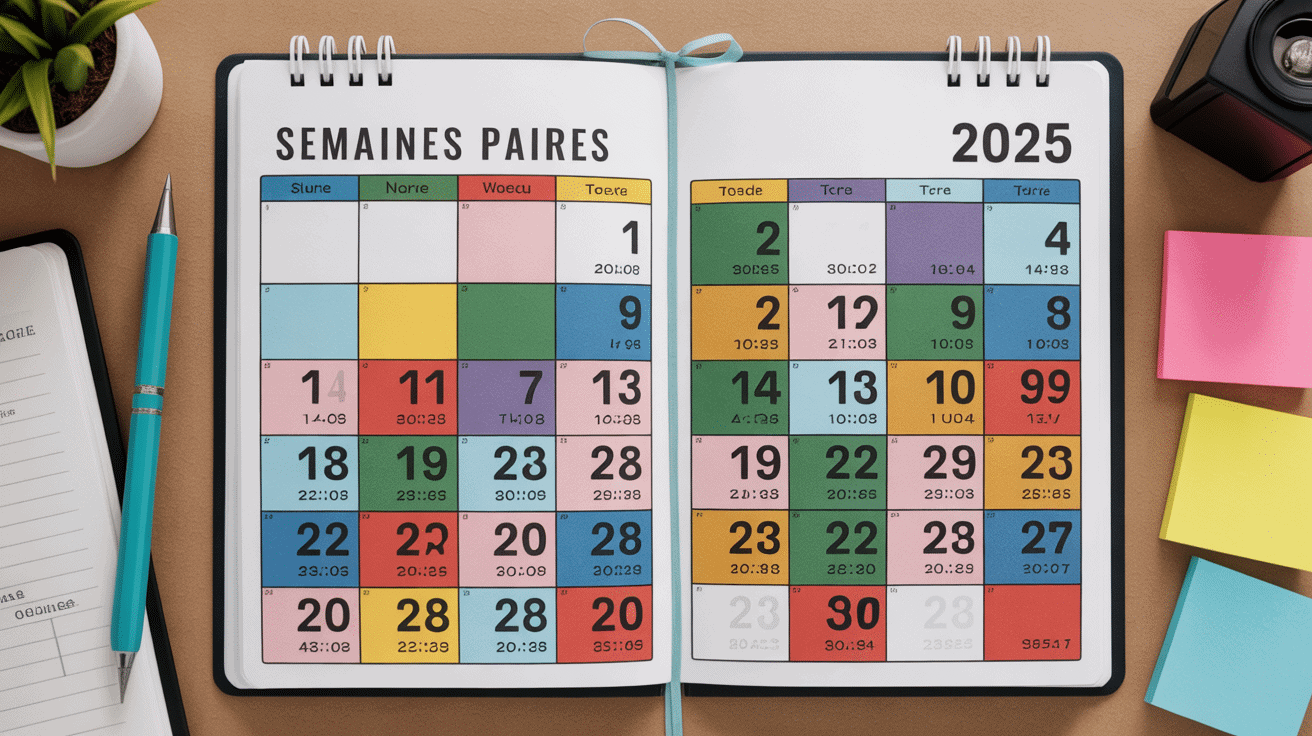 Calendrier semaine paire 2024 agenda organisé