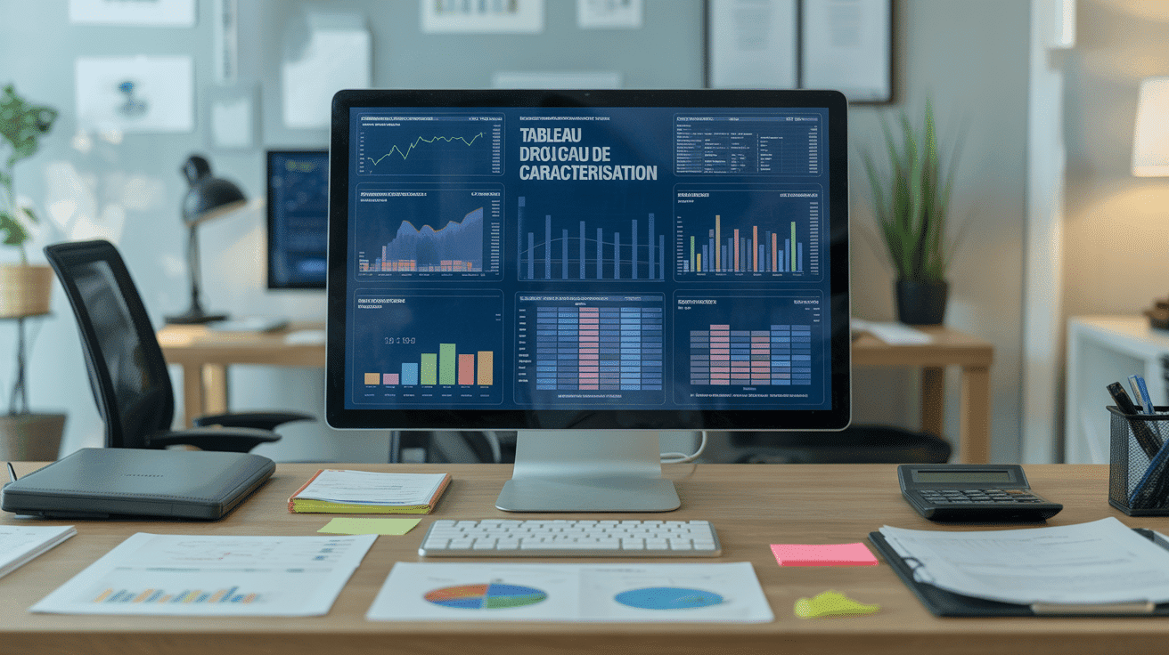 bureau avec tableau de caractérisation et graphiques
