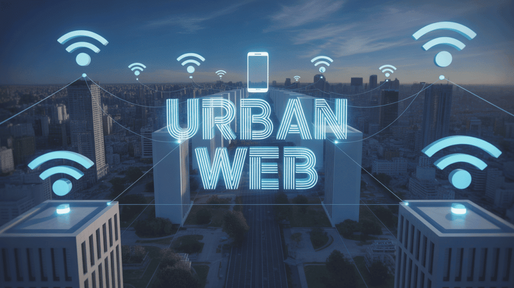 Vue aérienne urban web ville connectée
