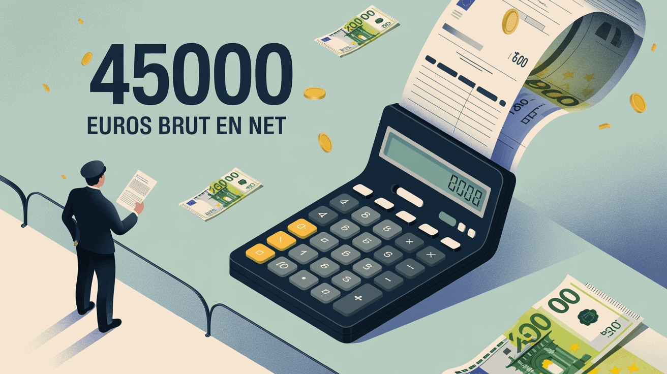 45000 brut en net calculatrice géante billets euros