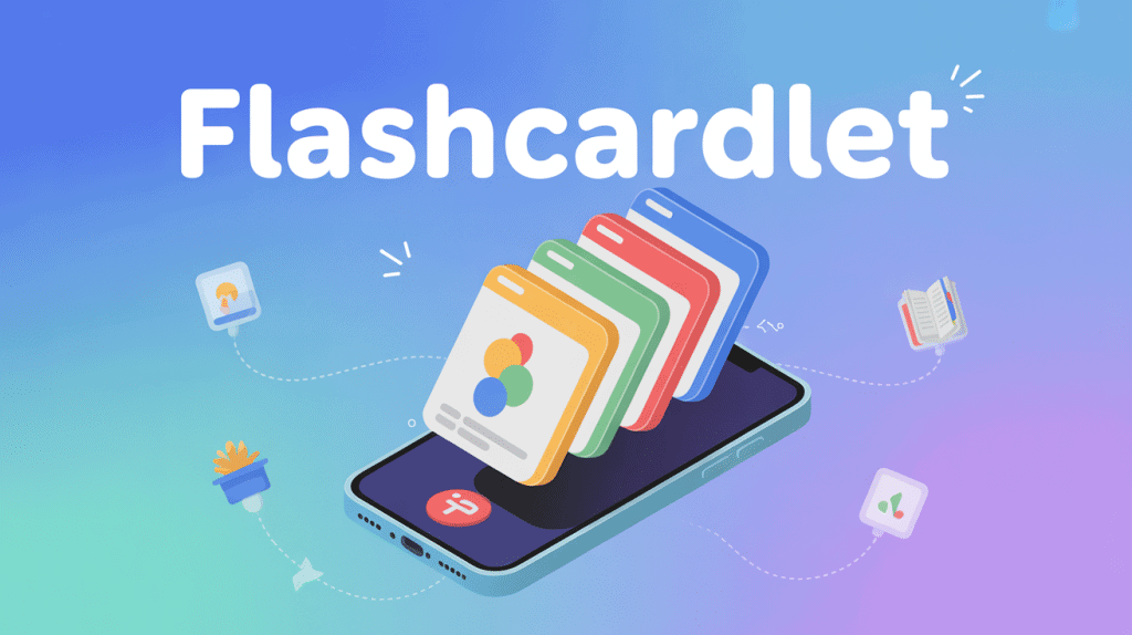 illustration flashcardlet smartphone cartes mémoire apprentissage