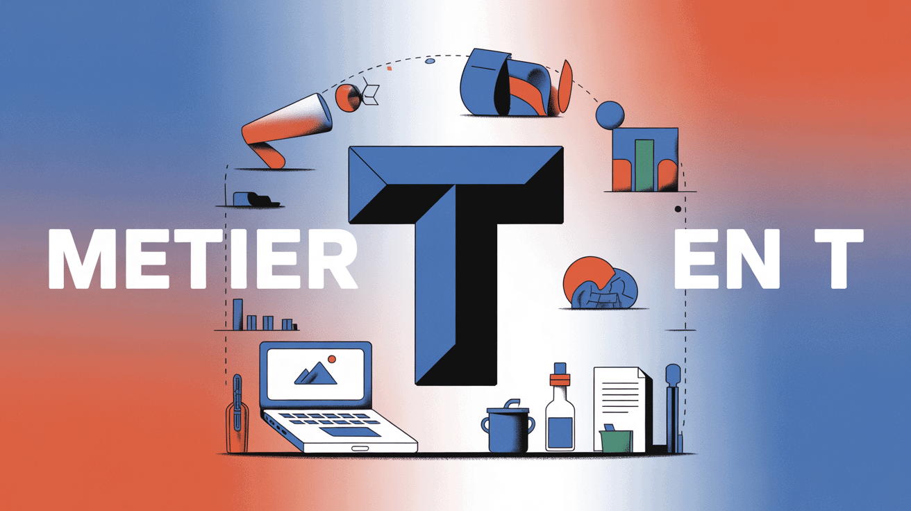 Symbole metier en t avec icônes professionnelles
