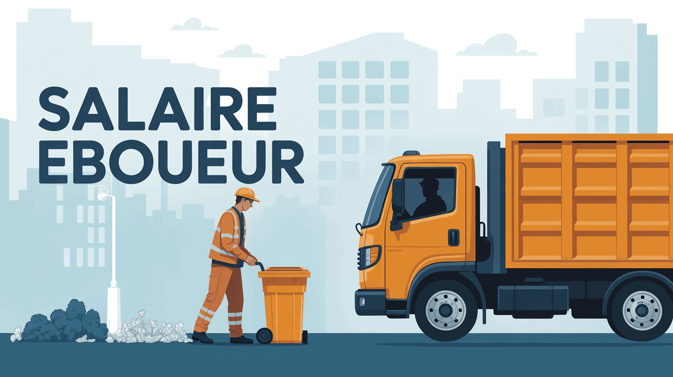 illustration salaire éboueur en uniforme collecte poubelles