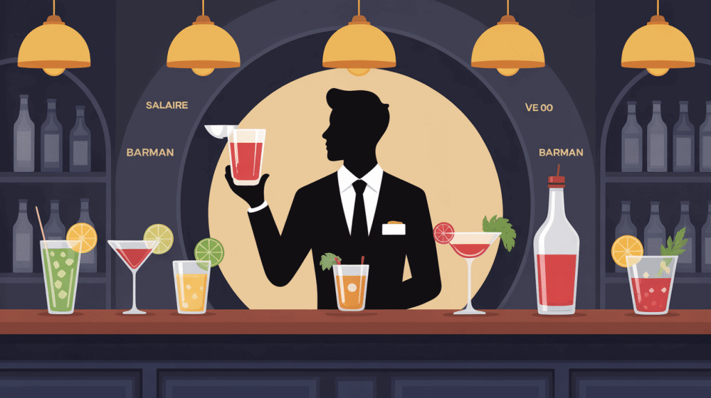 Illustration vectorielle barman salaire comptoir France
