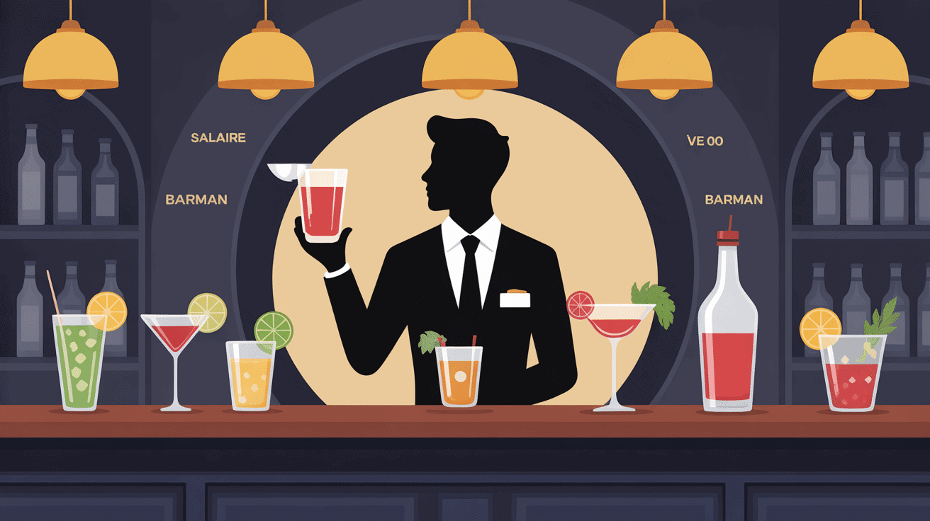 Illustration vectorielle barman salaire comptoir France