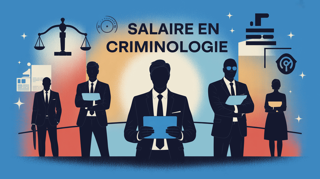 Illustration salaire criminologie en France avec métiers et symboles