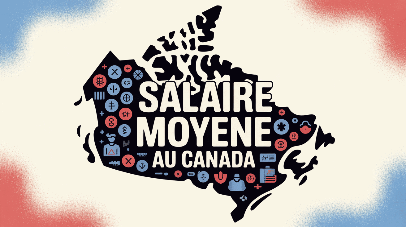 illustration salaire moyen au canada avec carte et métiers